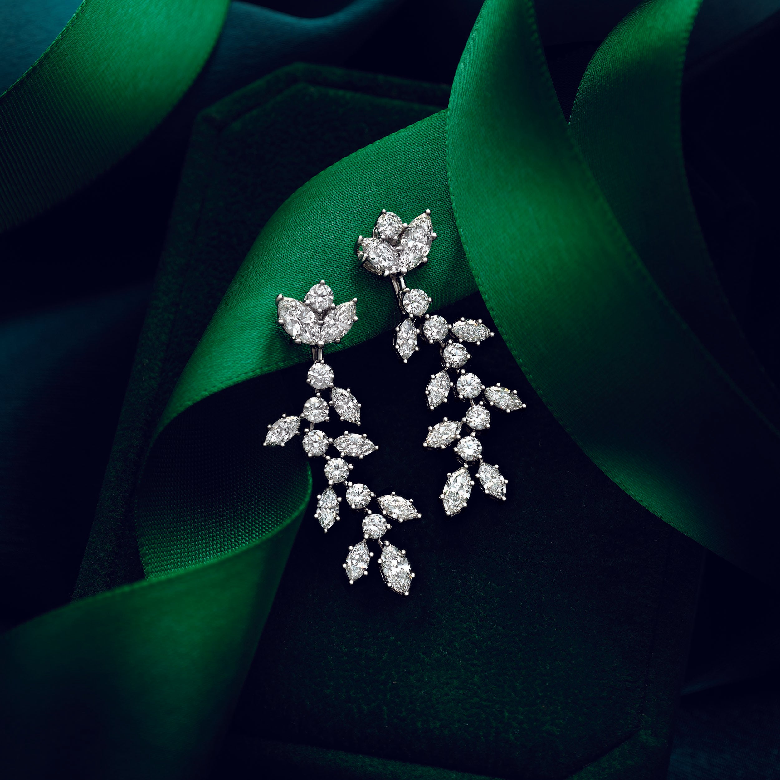 4.25 ct. Marquise Diamond Drop Earrings Flower Design-VIRABYANI